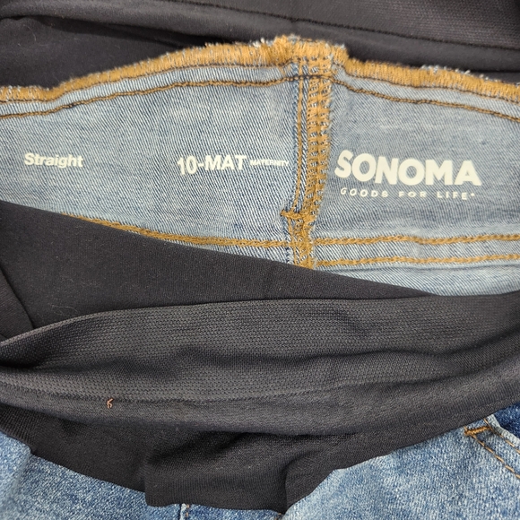 Sonoma Maternity Straight Leg Jeans Size 10 Medium Wash w/ Factory Fading - Picture 2 of 8